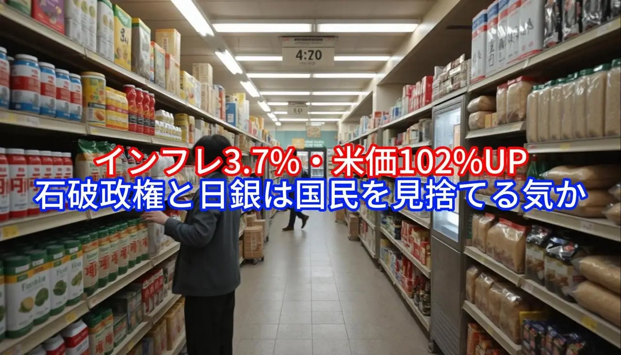 インフレ3.7%・米価102%UP,石破政権と日銀は国民を見捨てる気か