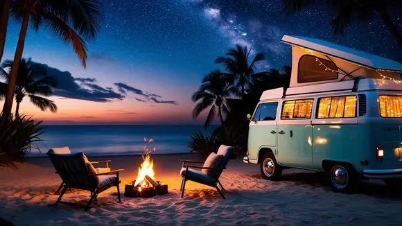 Campfire by the Sea Ambience at Night | 1 Hour Relaxing Fire & Ocean Sounds for Deep Focus, Read, Relax, Study #lofiambient