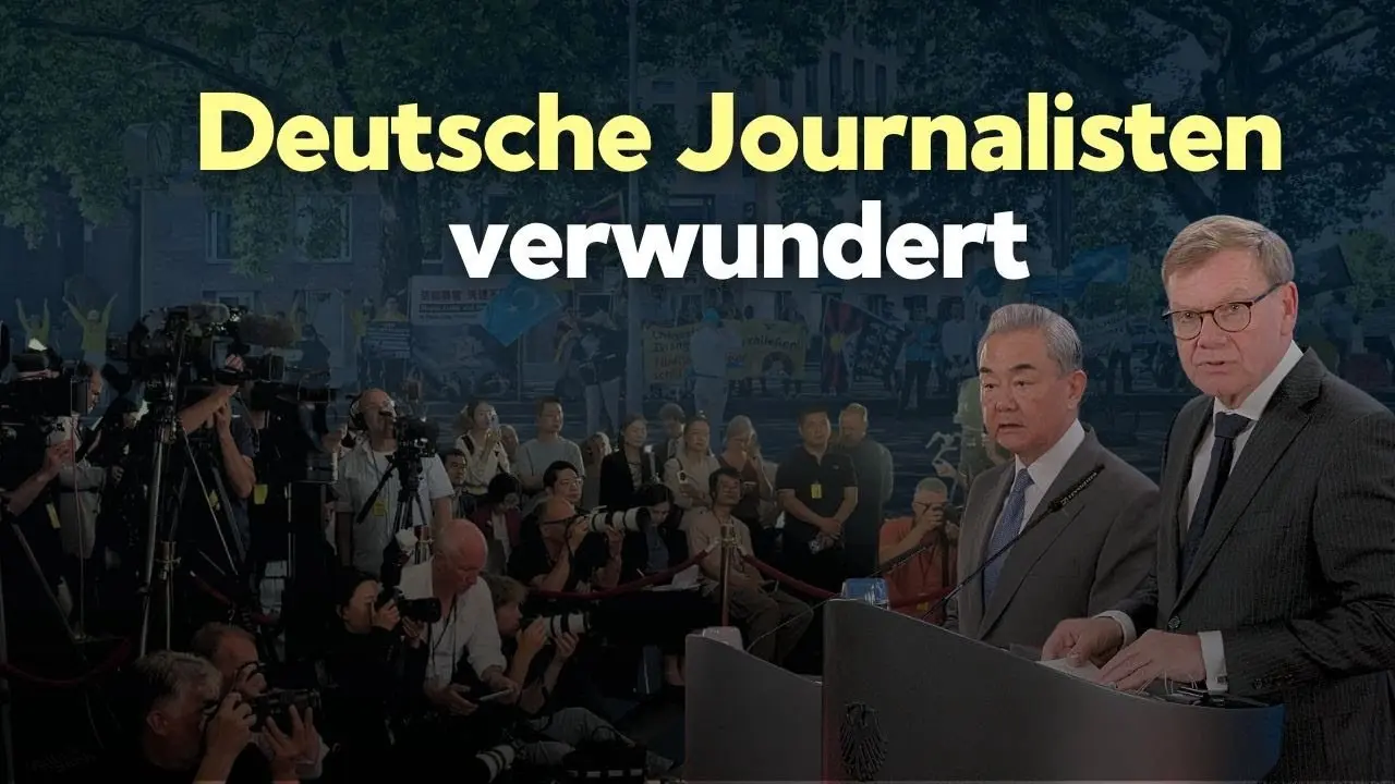Außenminister Wang Yi unter Protesten in Berlin – chinesisches Staatsmedium darf Frage stellen