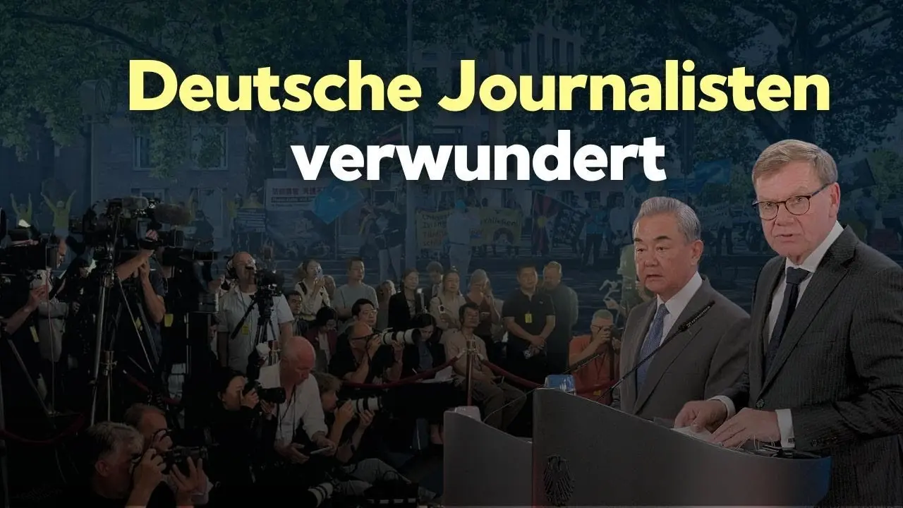 Außenminister Wang Yi unter Protesten in Berlin – chinesisches Staatsmedium darf Frage stellen
