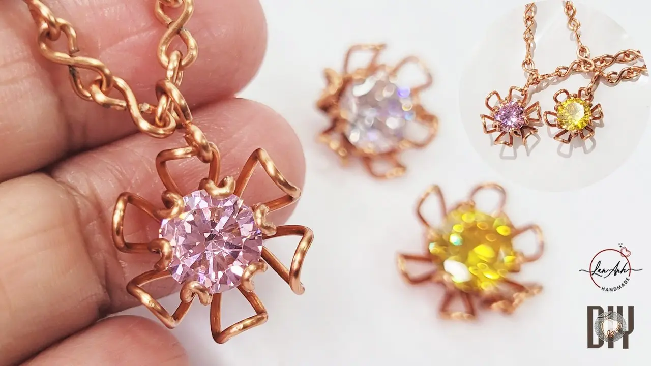 DIY jewelry with faceted stone | flower pendant | stone jewellery making at home 1108