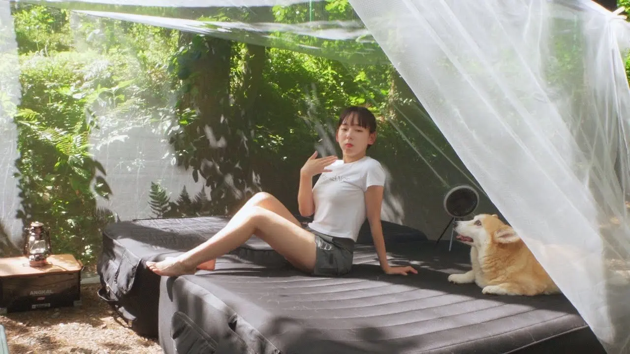 40℃ 폭염! 안이 훤히 보이는 대형 모기장에서 시원하게 캠핑하기ㅣ코빗이 이제 못 걷는대요ㅣ아픈 강아지와 소중한 하루 보내는 법